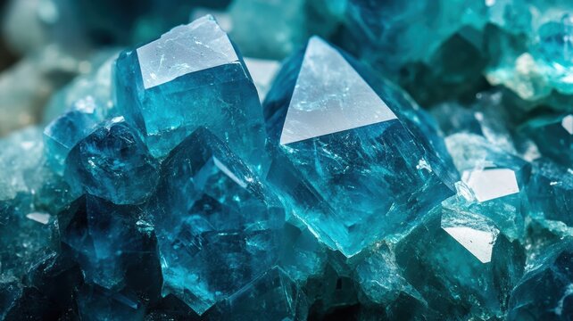 Polished apatite with vivid blue tones and sharp crystal formations.