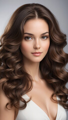 Naklejka premium woman with beauty long curl hair