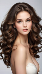 Naklejka premium woman with beauty long curl hair