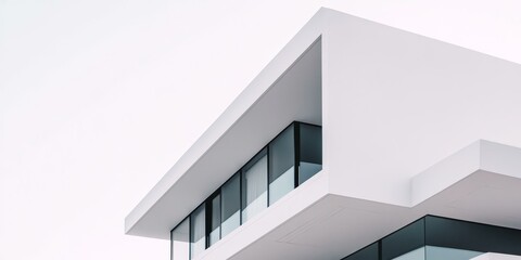 Fototapeta premium Modern white building with glass windows and balcony.