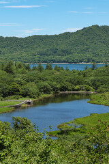 Obraz premium 赤城山の鳥居峠から見る大沼と覚満淵