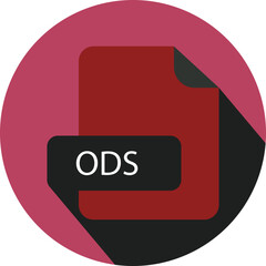 ODS File extension icon with black shadow circular icon