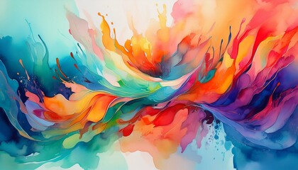 Fototapeta premium Abstract watercolor painting with vibrant colors
