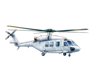Fototapeta premium Cartoon Illustration of a Modern White Helicopter