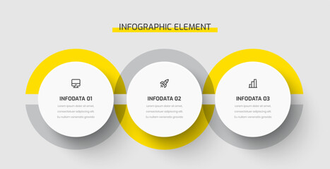 Business Infographic Template Presentation Circle Label with Yellow Color 3 Options and Icons