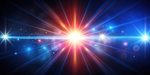 Fototapeta premium Beautiful light flares. Glowing streaks on dark background. Police light flares, light, flares, glowing
