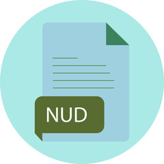 NUD File extension icon black color crisp corners circular shape