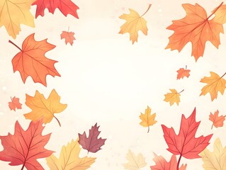 Obraz premium autumn leaves, Fallen leaves, illustration, background, Generative AI