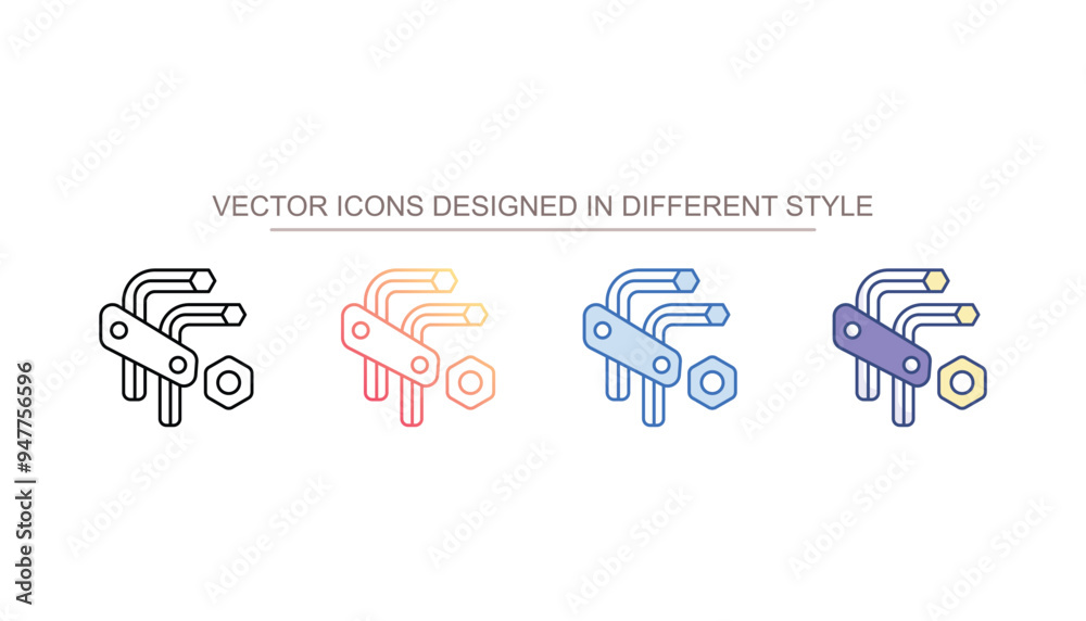 Wall mural Allen Keys icon design with white background stock illustration