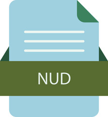 NUD file icon with color and rounded corners and folded doc