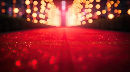 Red Carpet with Bokeh Lights
