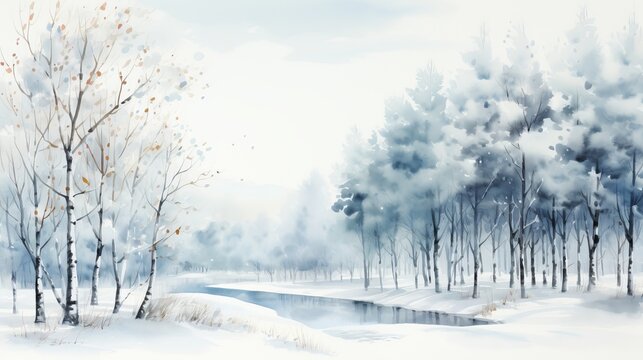winter season 22 December to 22 March Style Watercolor Generative AI