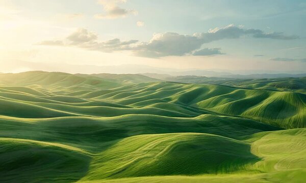 Rolling Hills Landscape at Sunset