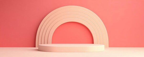 Curved beige platform, refined delicate lines, luxury minimalist aesthetic, flat design illustration