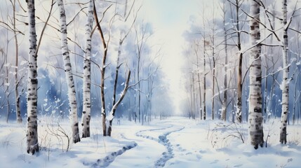 winter season 22 December to 22 March Style Watercolor Generative AI