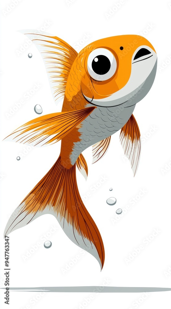 Wall mural Cartoon Goldfish with Big Eyes