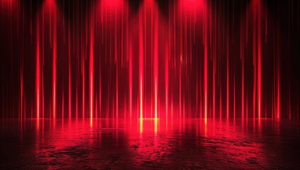 Red Neon Lights Reflecting On Wet Surface