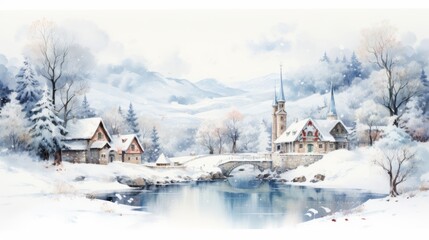 winter season 22 December to 22 March Style Watercolor Generative AI