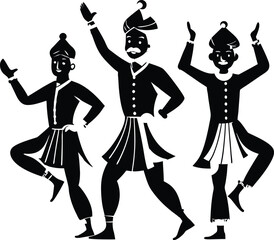 Heritage Dance Dark Silhouette Shapes Vector Set