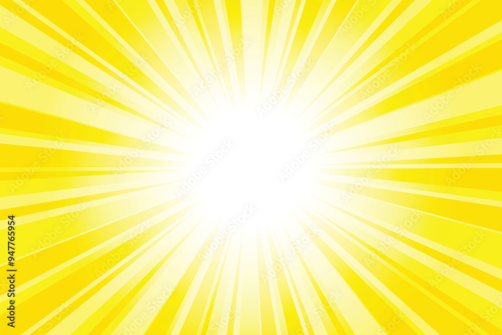 Poster abstract yellow sun rays background. banana yellow sunburst background with glowing light rays. brig