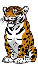 Cartoon Jaguar Sitting Illustration