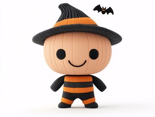 Obraz premium Cute Pumpkin Halloween Character: A delightful and whimsical 3D illustration of a friendly pumpkin dressed up for Halloween, perfect for bringing a touch of fun and festivity to your projects. 