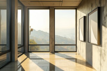 Three-Dimensional Interior Design with Gallery Wall and Furniture Display