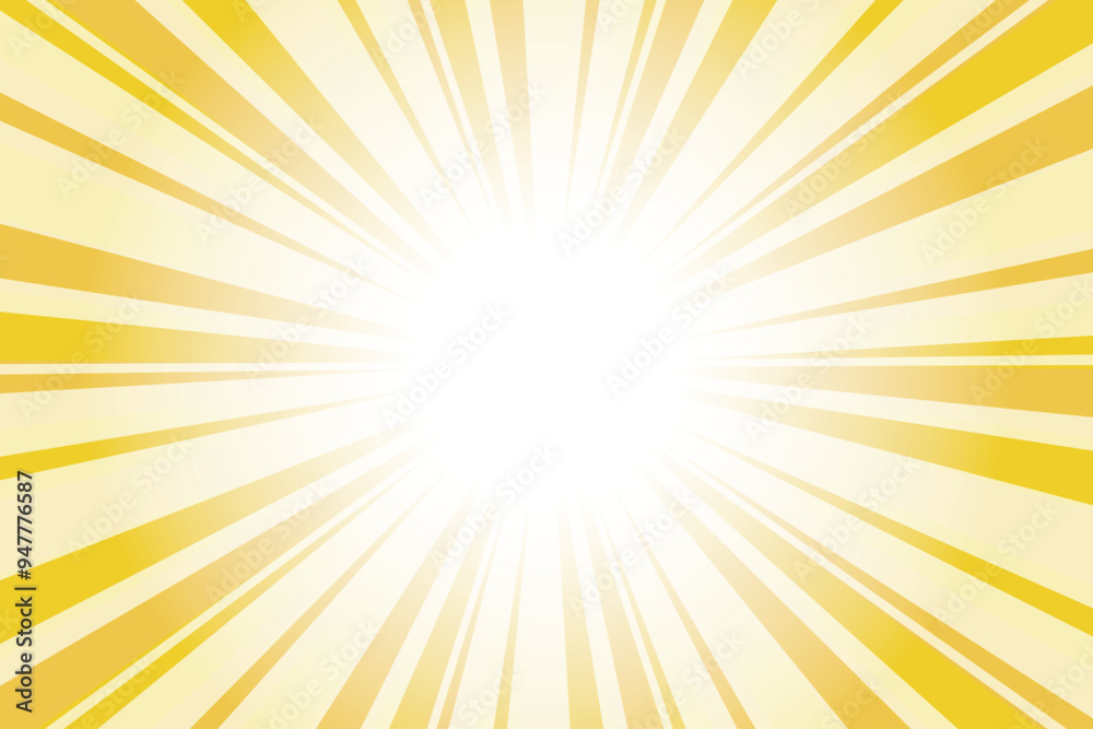 Poster abstract yellow sun rays background. deep champagne yellow sunburst background with glowing light ra