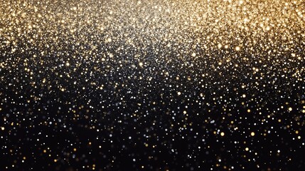 Obraz premium A deep black background adorned with radiant gold glitter scattered