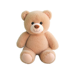 Plush Brown Teddy Bear Sitting on White Background