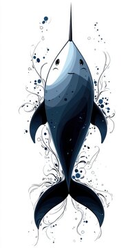 recommend clip art: Abstract Narwhal with Swirls
