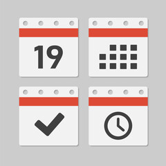 Icon page calendar - 19 day, agenda, timer, done