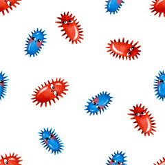 Seamless pattern with germs influenza slipper. Infections. Quarantine and pandemic. Background for children's room, textiles, wrapping paper