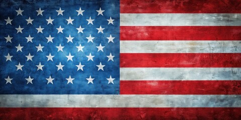 American flag background with red and white stripes and stars on a blue field