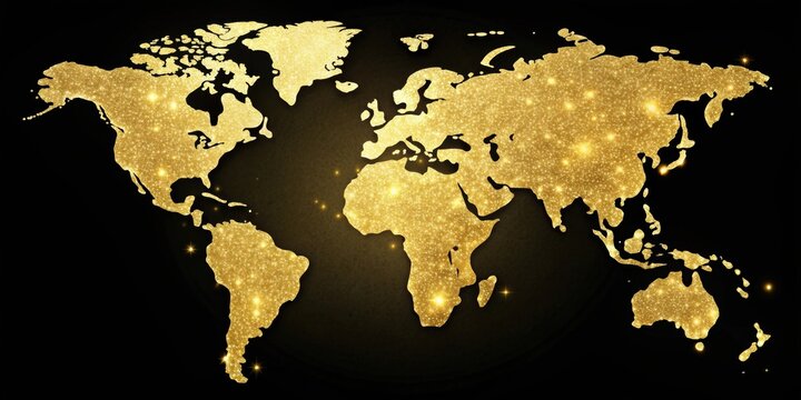 Glittering map of the world made of gold with a luxurious touch , gold, planet earth, universe, luxury, globe, map, glitter