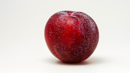 A whole red plum isolated on a white background