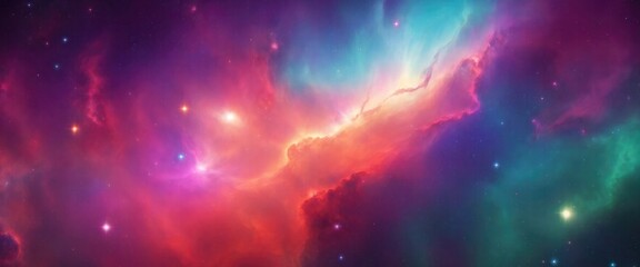 Fototapeta premium The Captivating cosmic spectacle of vibrant nebula colors in deep space background