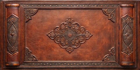 Leather book cover with embossed design , vintage, classic, antique, textured, luxury, elegant, reading, literature