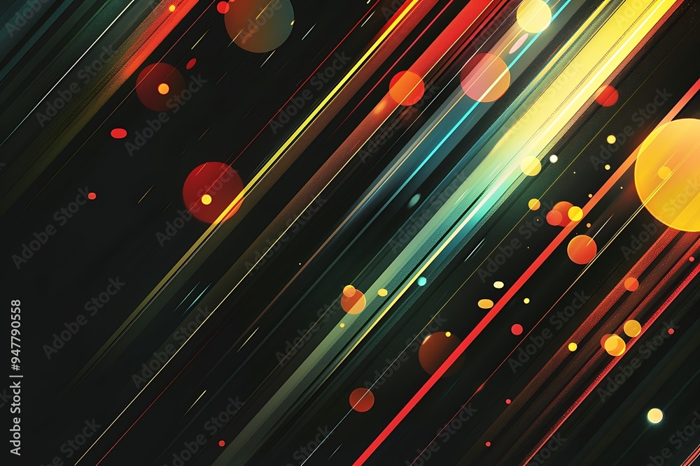 Wall mural minimalist abstract art featuring sharp diagonal lines and bright circles, creating a sense of energ