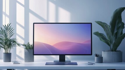 Fototapeta premium Modern Desktop Setup with a Minimalist Aesthetic