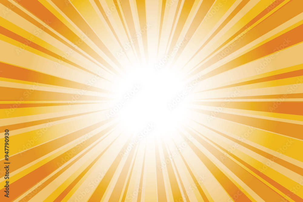 Poster abstract yellow sun rays background. bright orange sunburst background with glowing light rays. brig