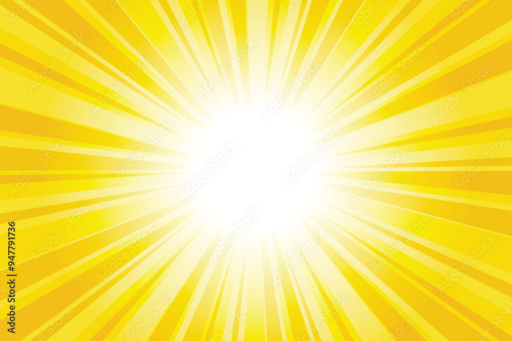 Poster abstract yellow sun rays background. pale yellow sunburst background with glowing light rays. bright