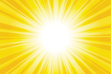 Obraz premium Abstract yellow sun rays background. Pale yellow sunburst background with glowing light rays. Bright rays background for summer themes, energy concepts and vibrant designs.