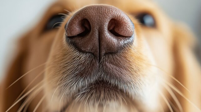 Close-up of a dog nose with soft focus on its whiskers - Powered by Adobe