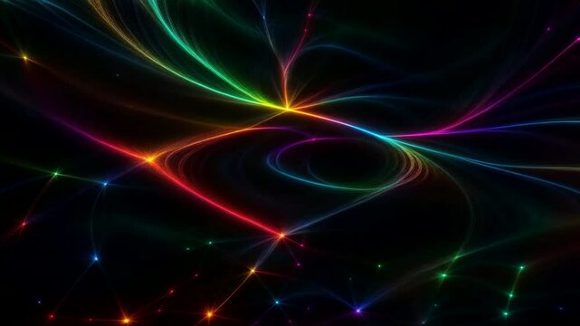  abstract dynamic moving neon futuristic space with star connections. concept of communication neural network, technological processes, AI, digital graphic storages. looped animation. seamless footage