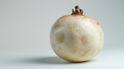 A whole white mangosteen isolated on white