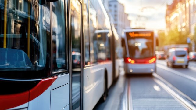 Eco-friendly public transport systems reducing carbon footprint in a city