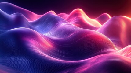 Obraz premium 3d render abstract backgroun3d with glowing neon shape wavy lines futuristic wallpaper
