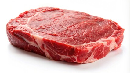 Close-up of raw beef steak isolated on white background, raw, meat, beef, steak, isolated, white background, fresh, organic, protein