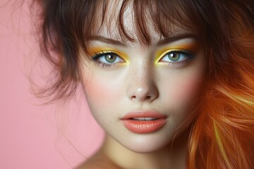 Fototapeta premium A colorful makeup girl